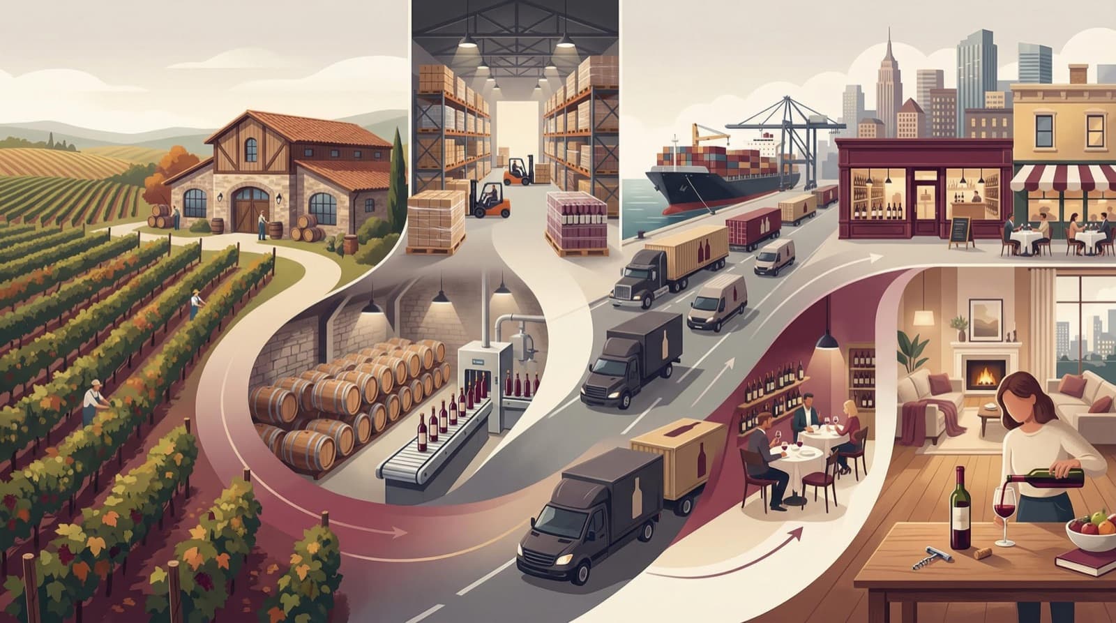 Entre vinhedo e taça: a jornada do vinho até o consumidor